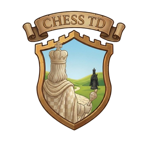 Chess TD game logo — shield crest with chess king
